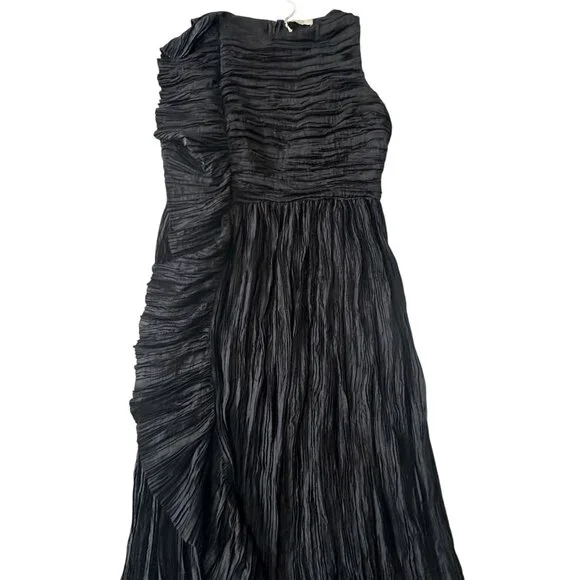 Ulla Johnson Circe Gown Noir Black Pleated Asymmetric Dress Size 6 NWT - Picture 10 of 16